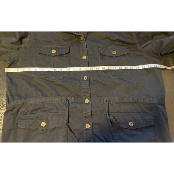 Denim & Co Black Long Safari Button Front Jacket Sz 1X - Picture 6 of 9